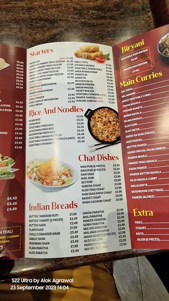 Menu_Aahar Indian Vegetarian Restaurant_Southall_image_4