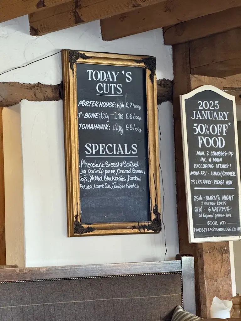 Menu_The Five Bells, Leighton Buzzard_Stanbridge_image_1