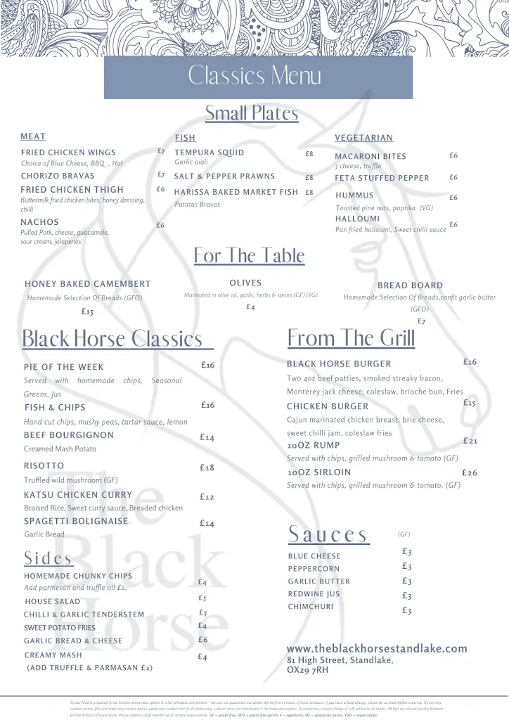 Menu_The Black Horse_Standlake_immagine_1