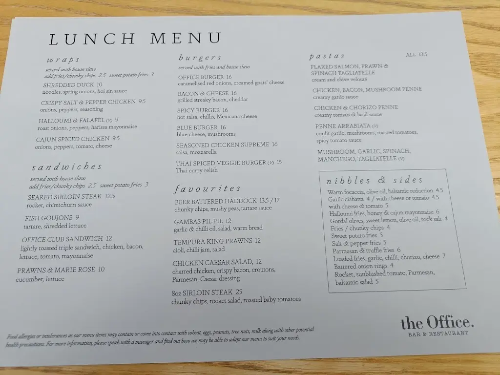 Menu_The Office Bar & Restaurant_Southport_image_1