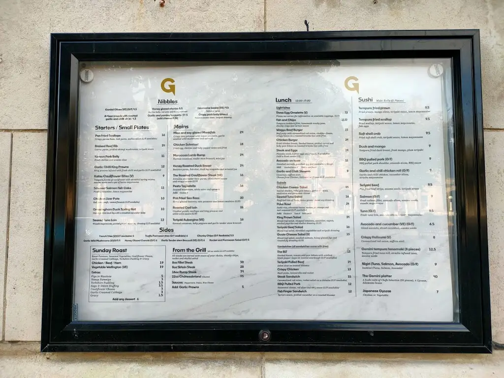 Menü_Gemini Lounge Restaurant_Southport_Bild_1