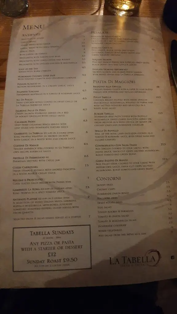 Menu_La Tabella_Southport_imagen_2