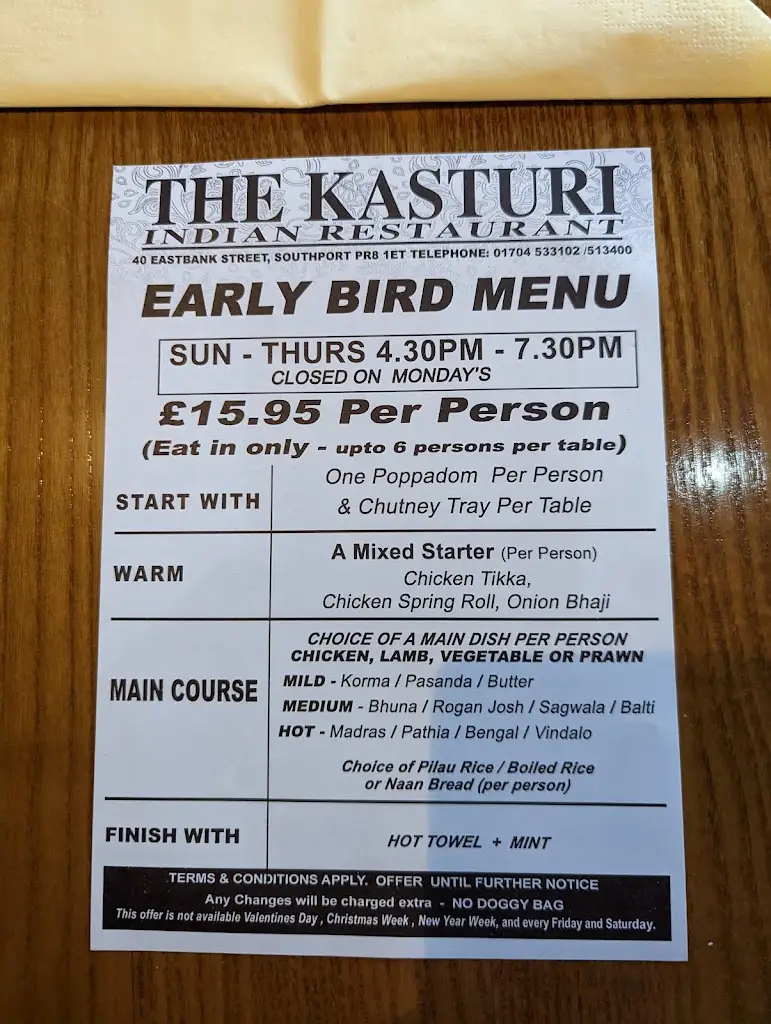 Menu_Kasturi Restaurant Southport_Southport_image_1