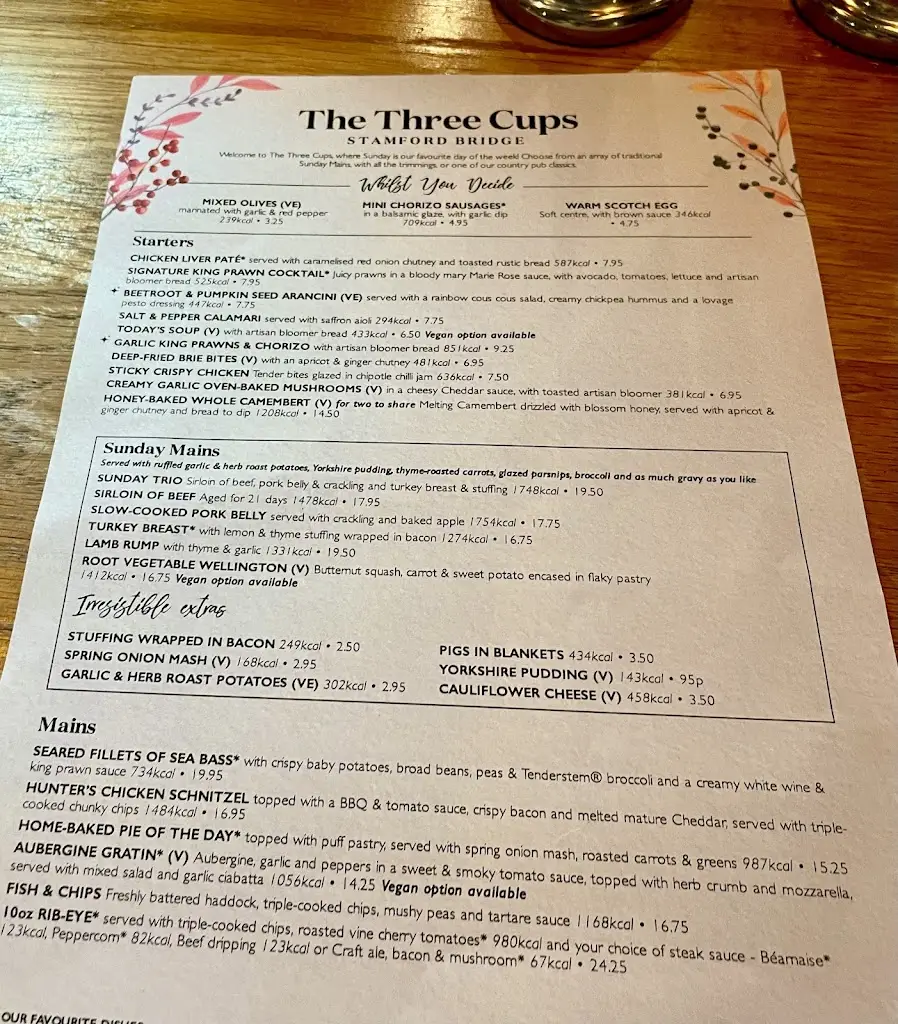 Menu_The Three Cups_Stamford Bridge_image_3