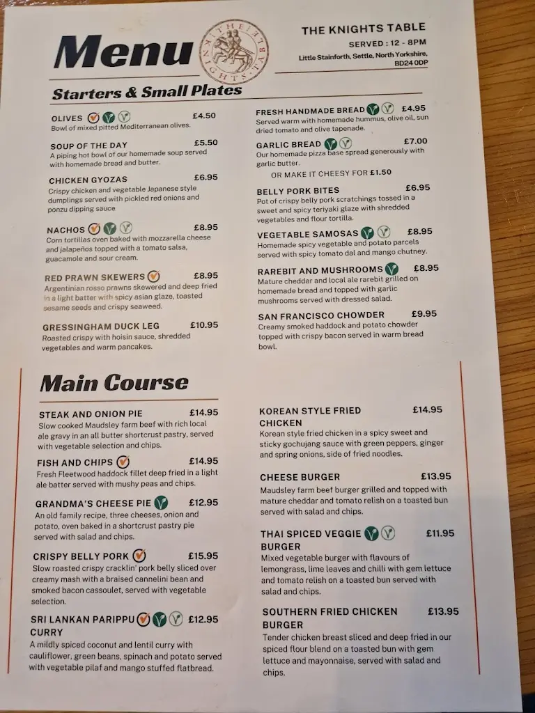 Menu_The Knights Table_Stainforth_image_2
