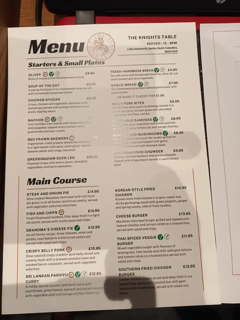 Menu_The Knights Table_Stainforth_image_3