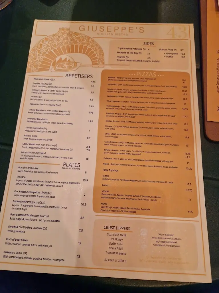 Menu_Giuseppe’s Sicilian Bistro_Stalybridge_image_2