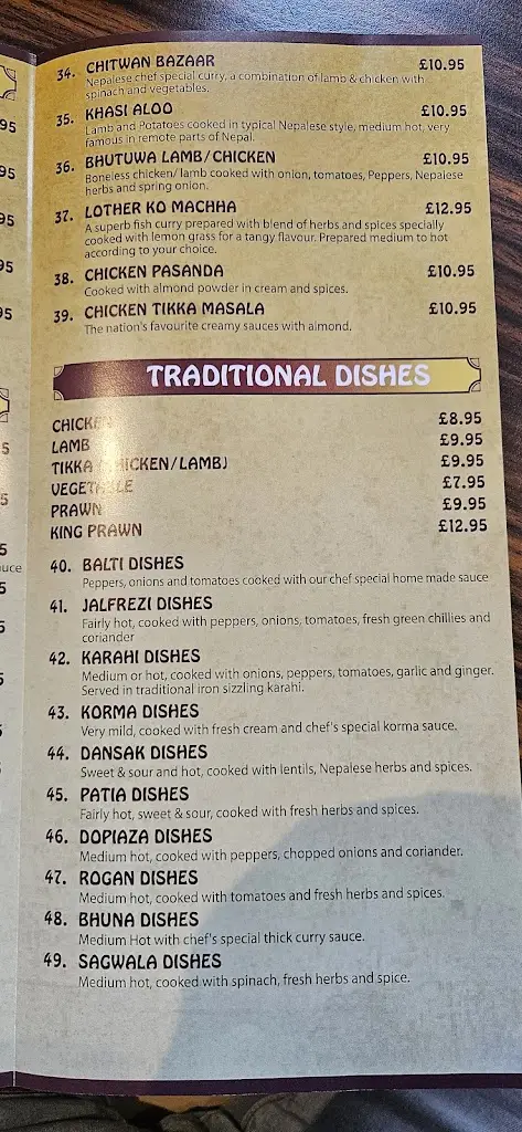 Menu_Nepalese Gurkha Restaurant_St Austell_image_1