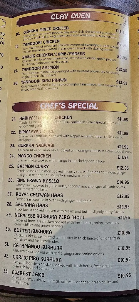 Menu_Nepalese Gurkha Restaurant_St Austell_image_4