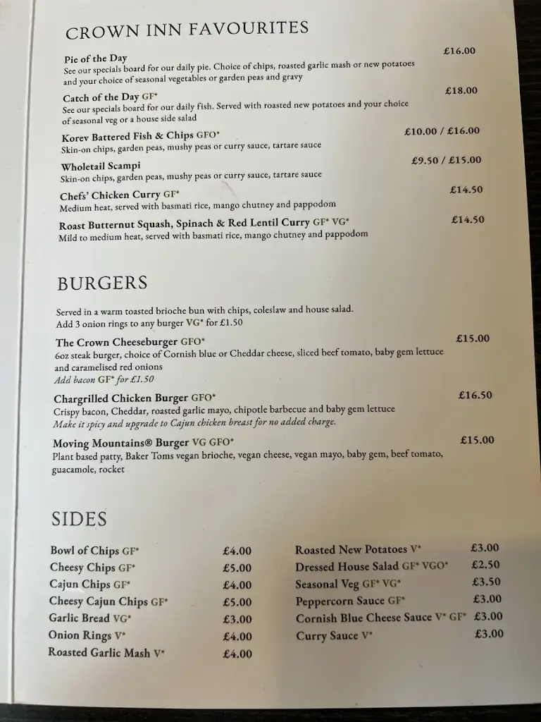 Menü_The Crown Inn_St Austell_Bild_1