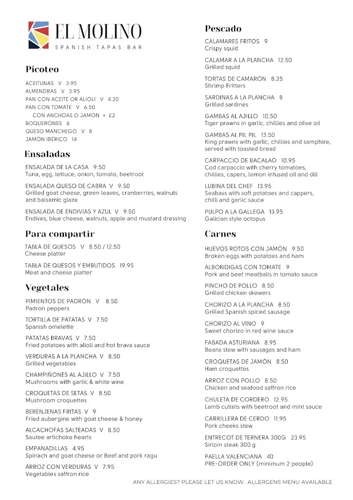 Menu_El Molino Restaurant_Beckenham_image_1