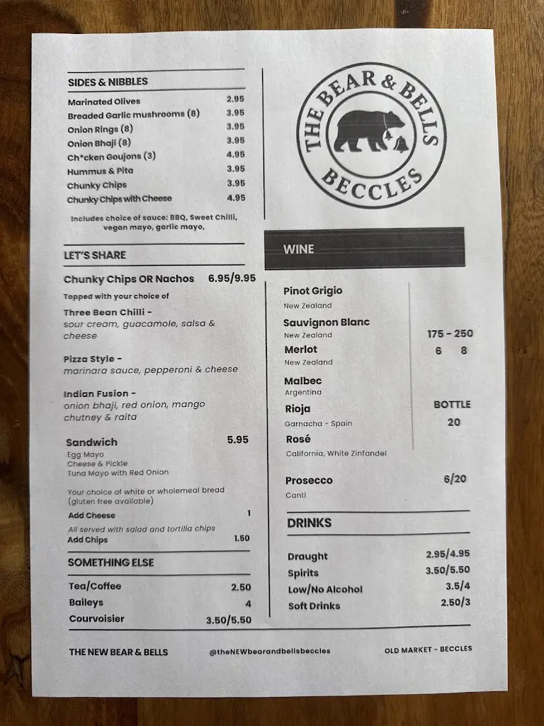 Menu_The NEW Bear and Bells Beccles_Beccles_image_1