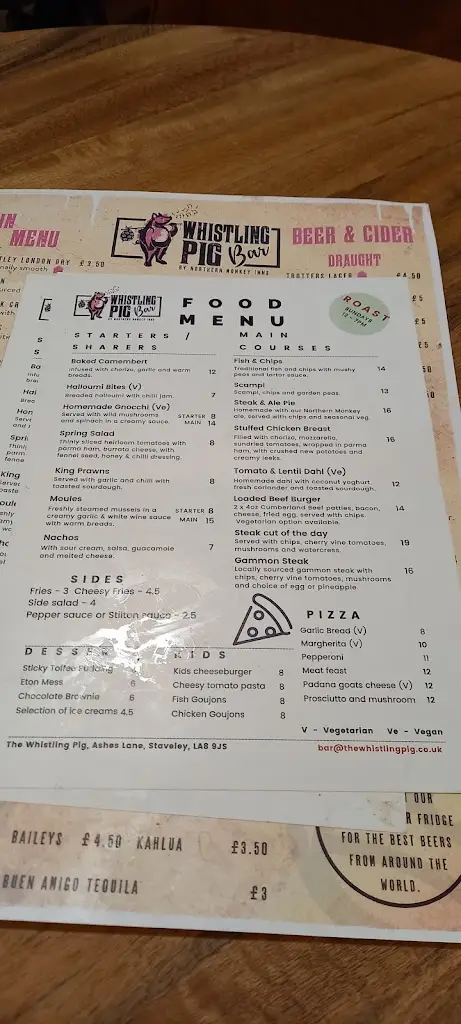 Menu_The Whistling Pig_Staveley_image_2