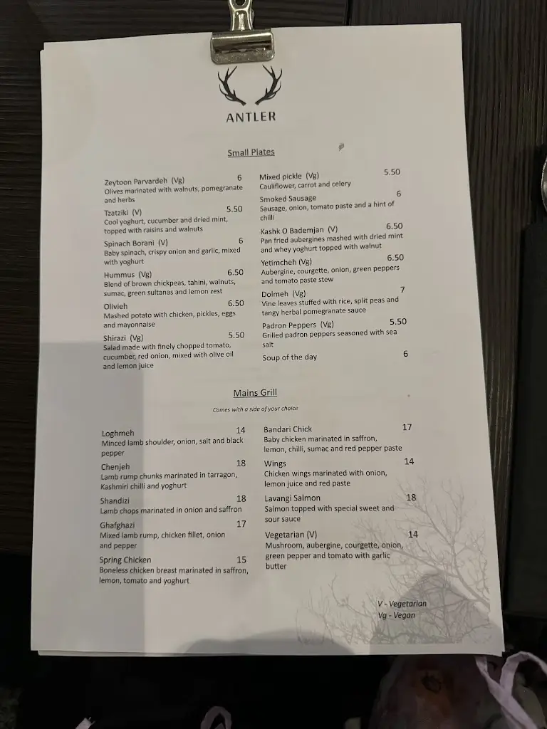 Menu_The Antler_Stannington_image_1