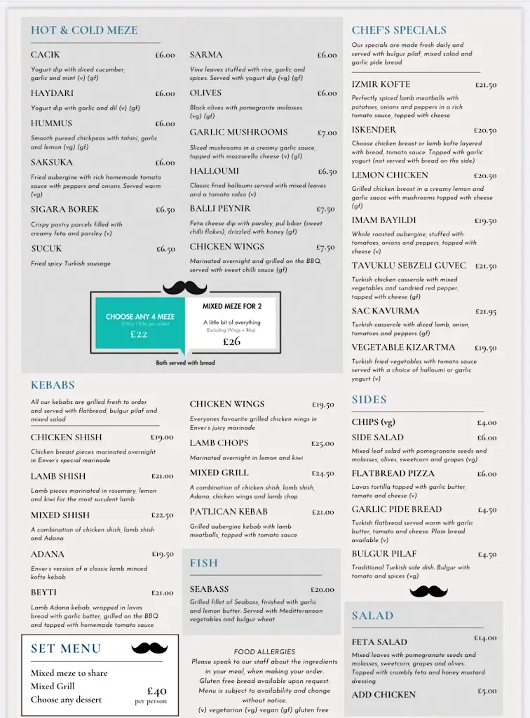 Menu_Enver's Bar and Grill_Stannington_image_1