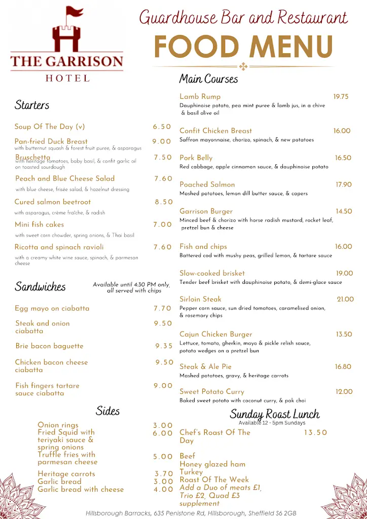 Menu_Garrison Bar & Restaurant_Stannington_image_1