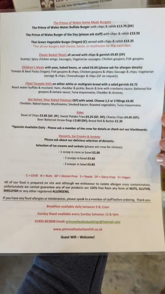 Menu_The Prince Of Wales_Stoke-sub-Hamdon_image_4