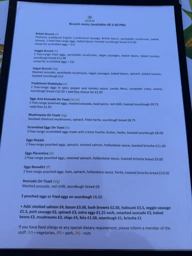 Menu_Bistro 101_Stanmore_immagine_1