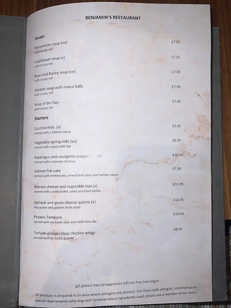 Menu_Benjamin’s Restaurant_Stanmore_image_1