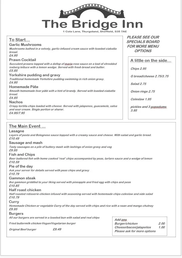 Menu_The Bridge Inn_Stocksbridge_image_1