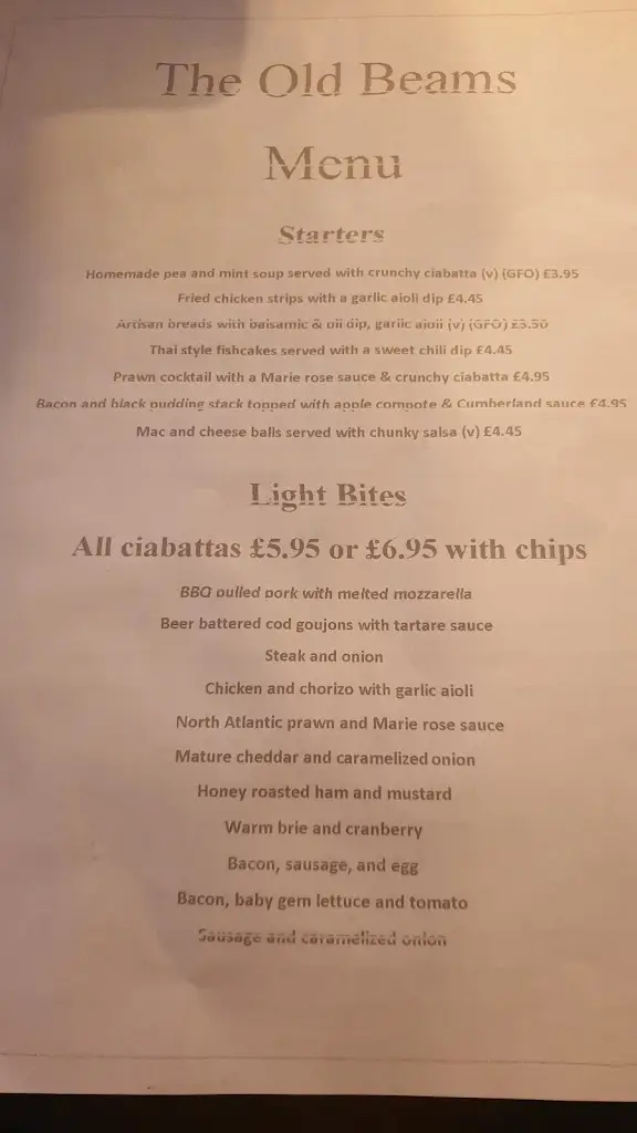 Menu_The Old Beams_Stourport-on-Severn_image_4