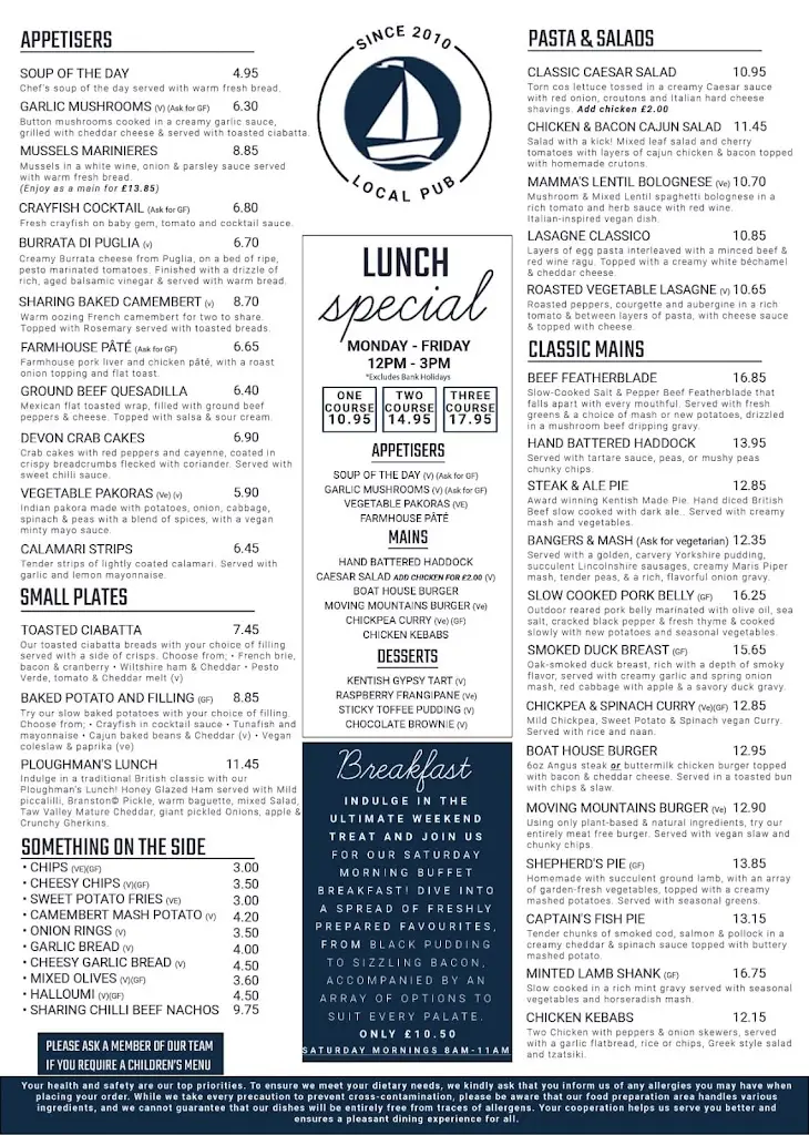 Menu_The Boat House_Strood_immagine_1