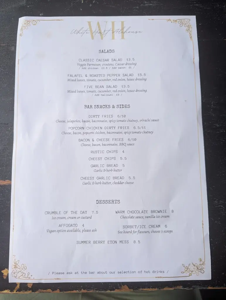 Menu_White Hart - Alehouse & Kitchen_Sturminster Newton_image_1