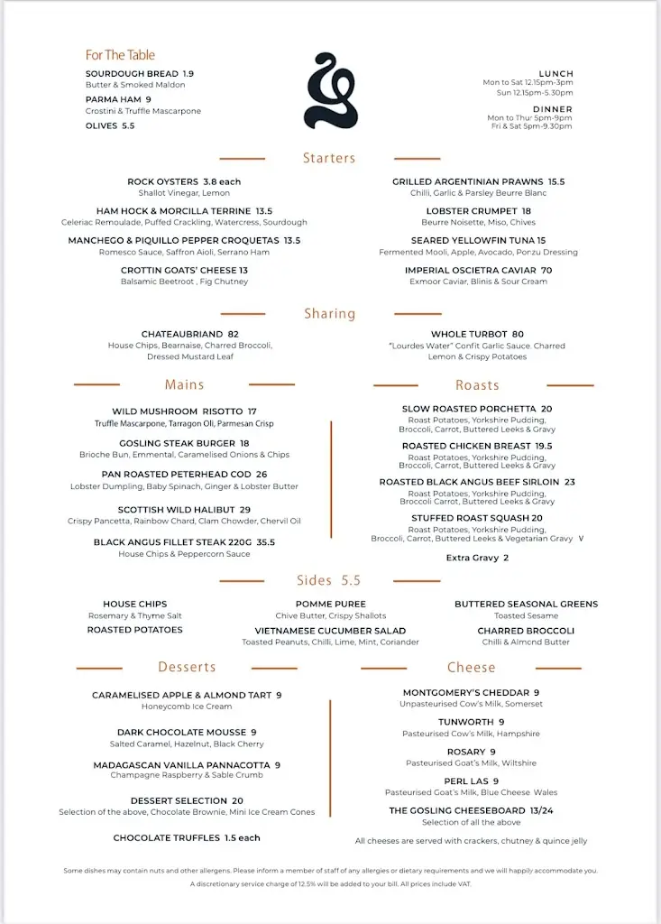 Menu_The Gosling_Surrey_immagine_1