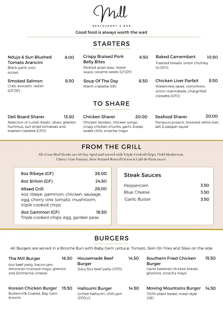 Menu_The Mill_Stowmarket_image_1