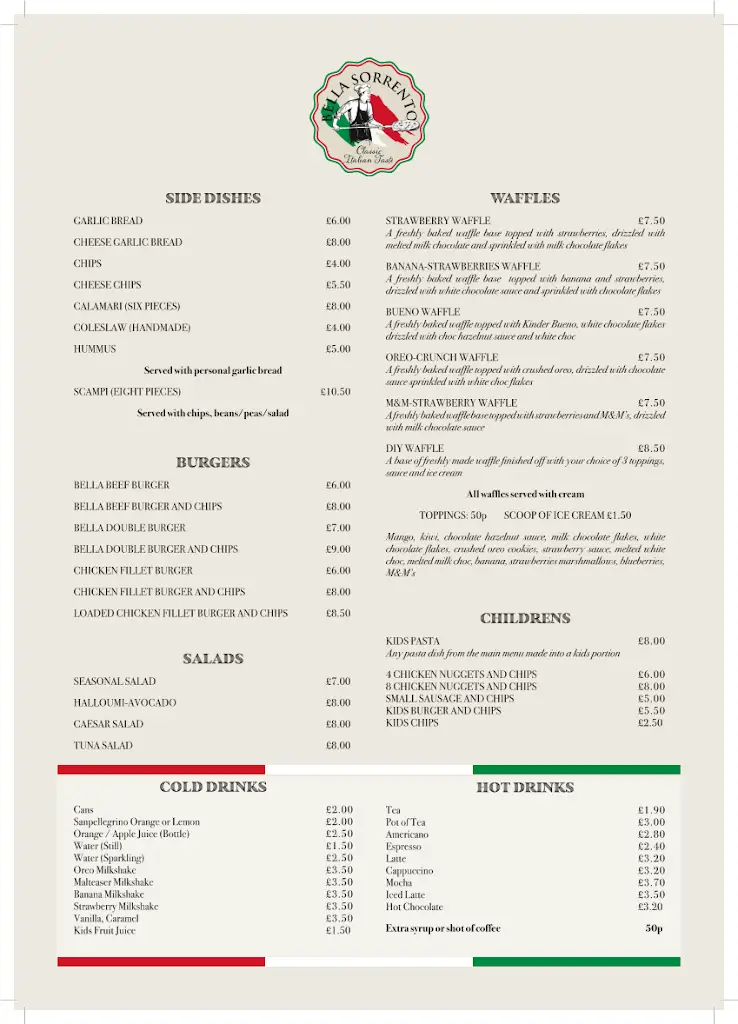 Menu_Bella Sorrento_Stowmarket_image_1