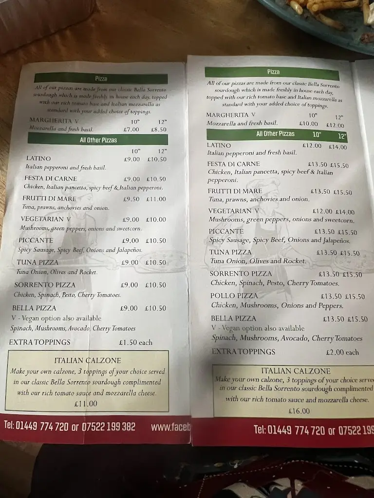 Menu_Bella Sorrento_Stowmarket_image_4