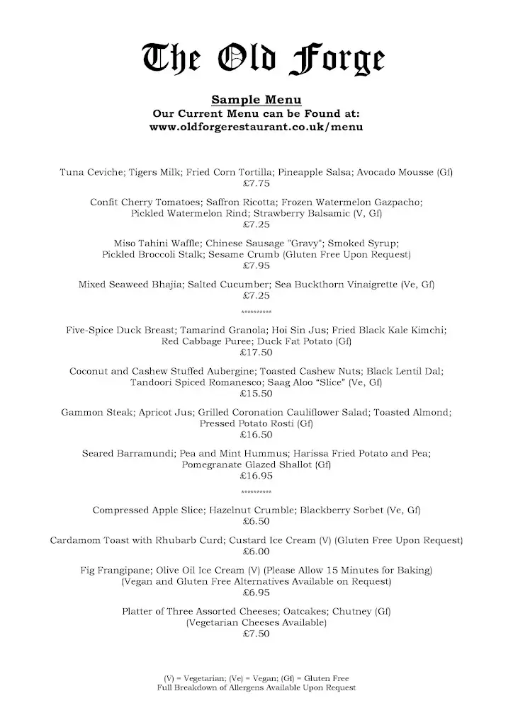 Menu_The Old Forge Restaurant_Storrington_image_2
