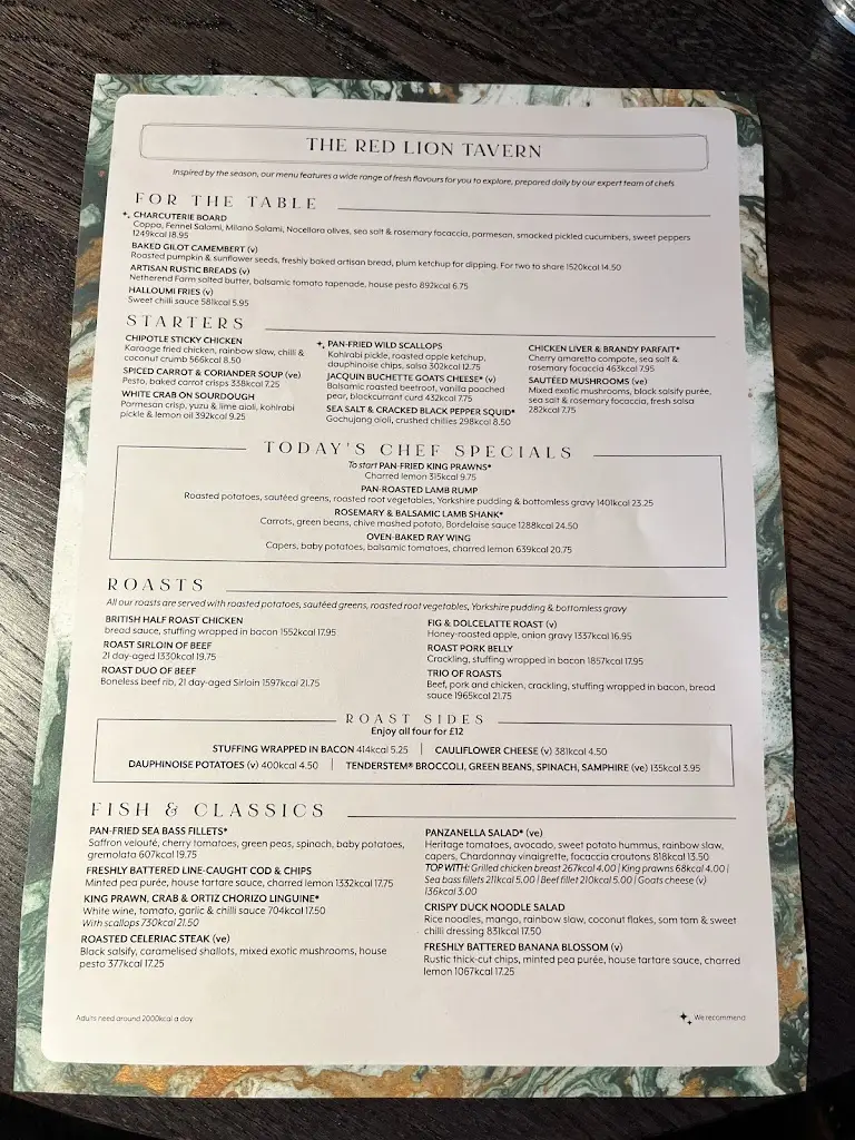 Menu_Red Lion Tavern Pulborough_Storrington_image_2