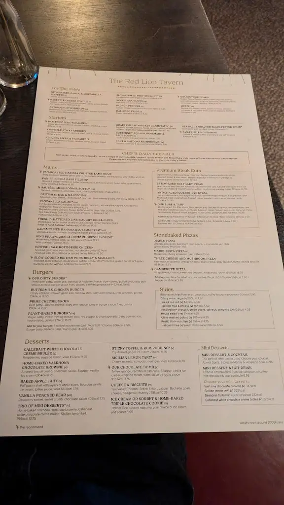 Menu_Red Lion Tavern Pulborough_Storrington_image_3