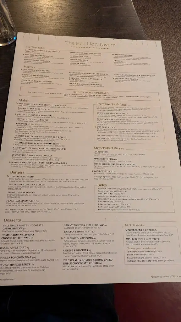 Menu_Red Lion Tavern Pulborough_Storrington_image_4