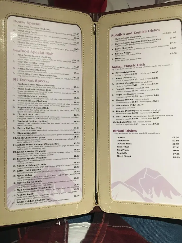 Menu_The Mount Everest Restaurant_Studley_image_1