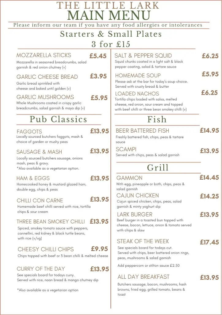 Menu_The Little Lark_Studley_image_2