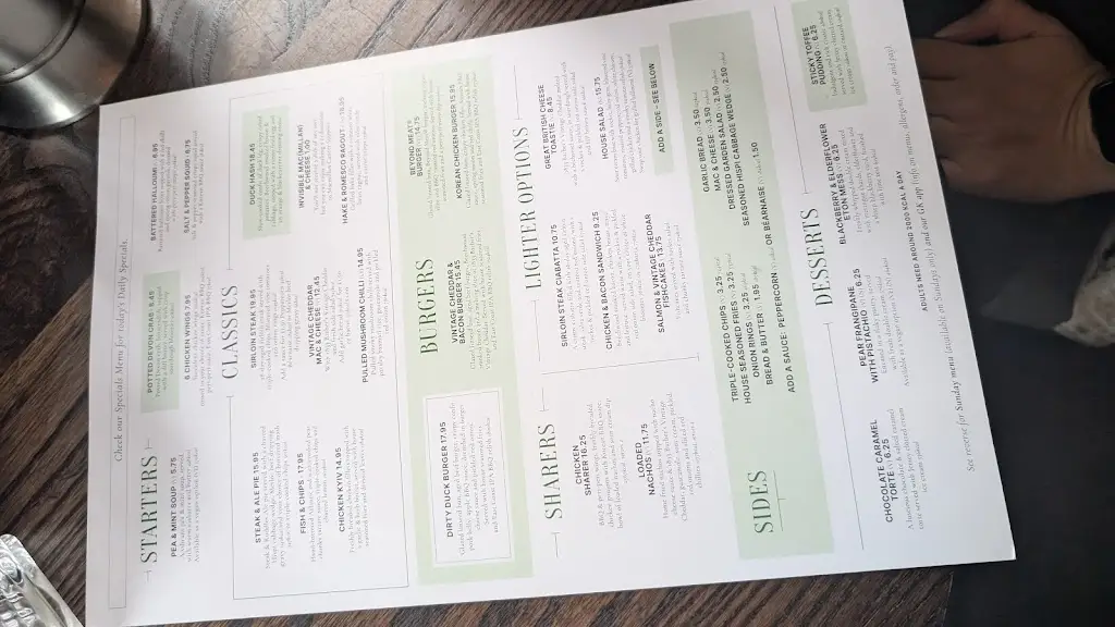 Menu_Dirty Duck_Stratford-upon-Avon_image_1