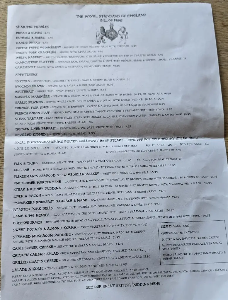 Menu_The Royal Standard of England_Beaconsfield_image_4