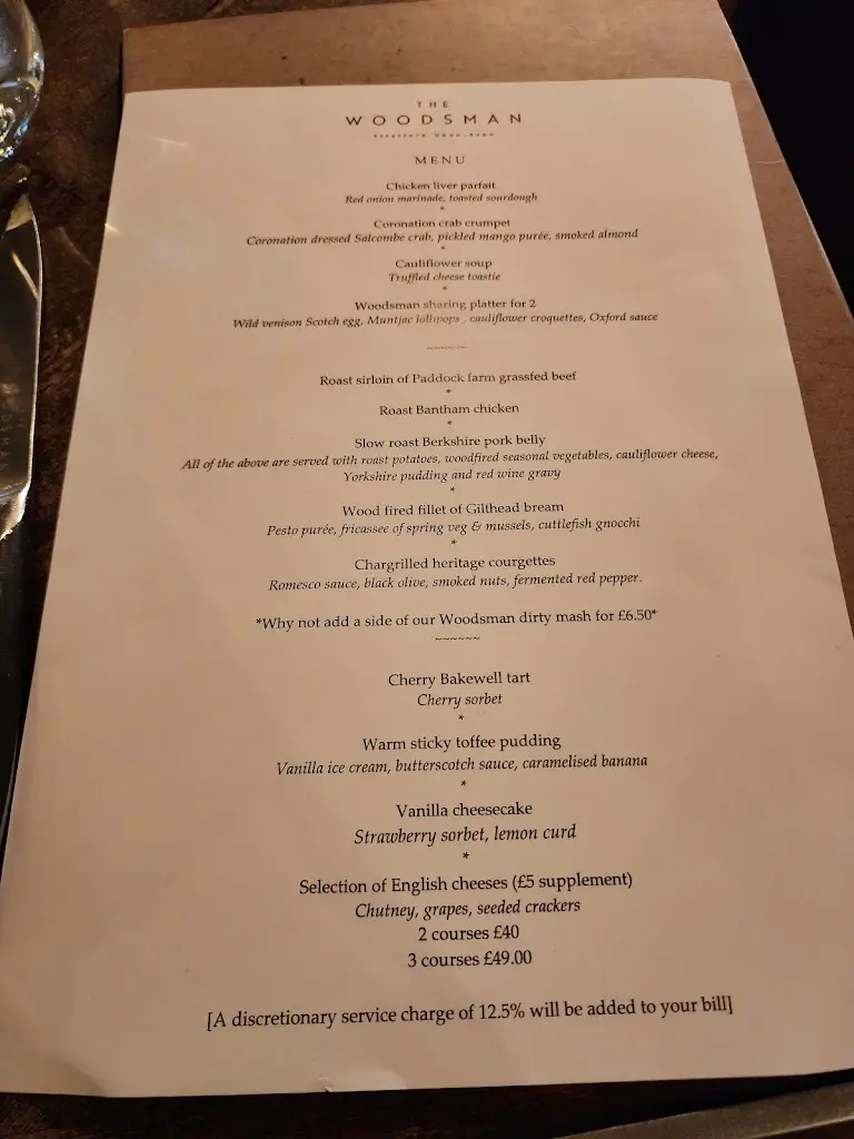 Menu_The Woodsman Restaurant_Stratford-upon-Avon_imagen_3
