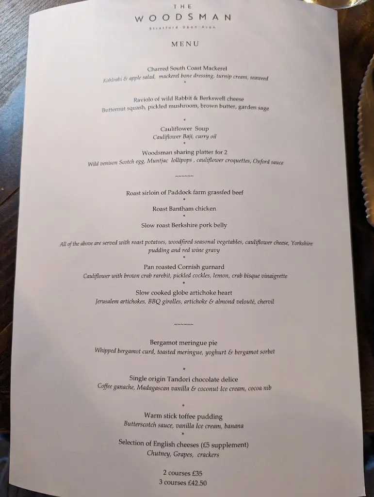 Menu_The Woodsman Restaurant_Stratford-upon-Avon_imagen_4