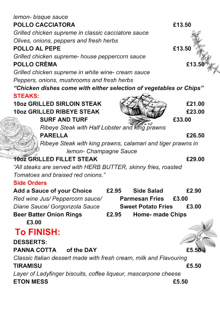 Menu_Aperitif restaurant_Sunderland_image_2