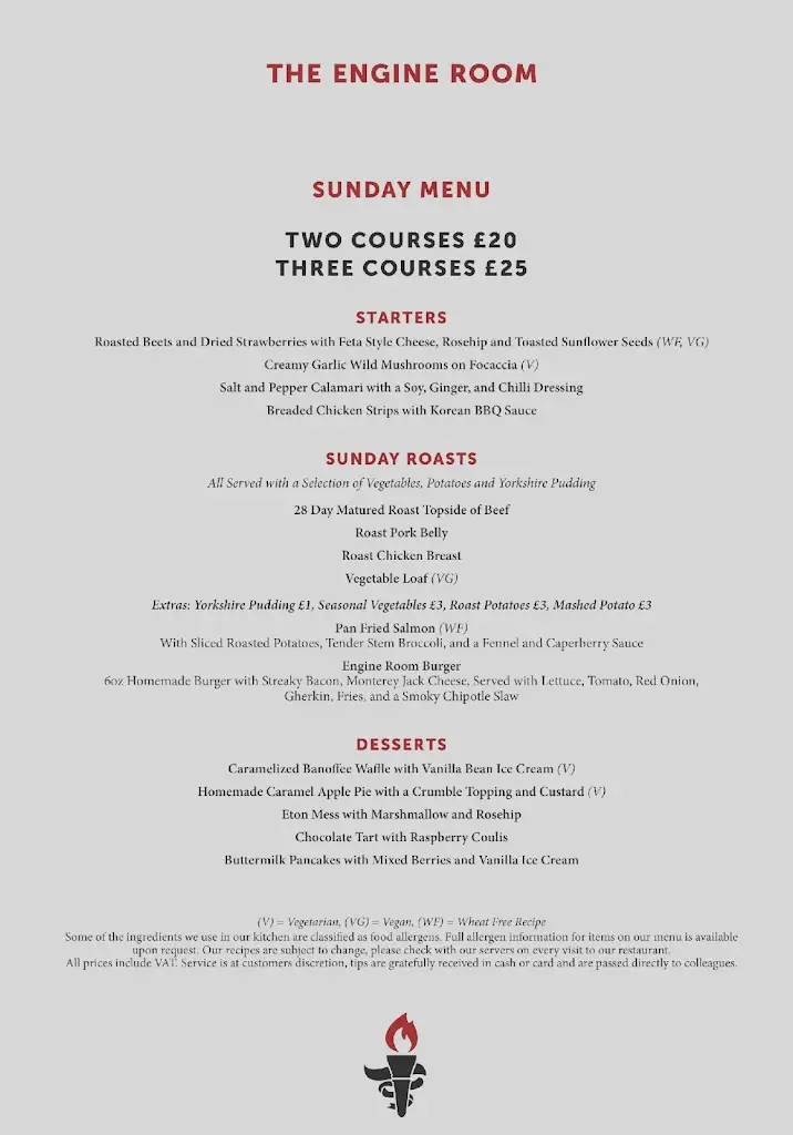 Menu_The Engine Room_Sunderland_imagen_4