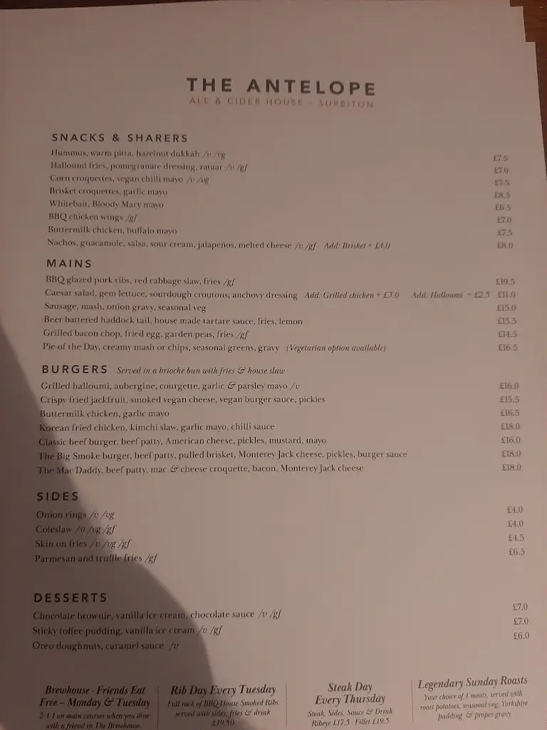 Menu_The Antelope_Surbiton_image_3