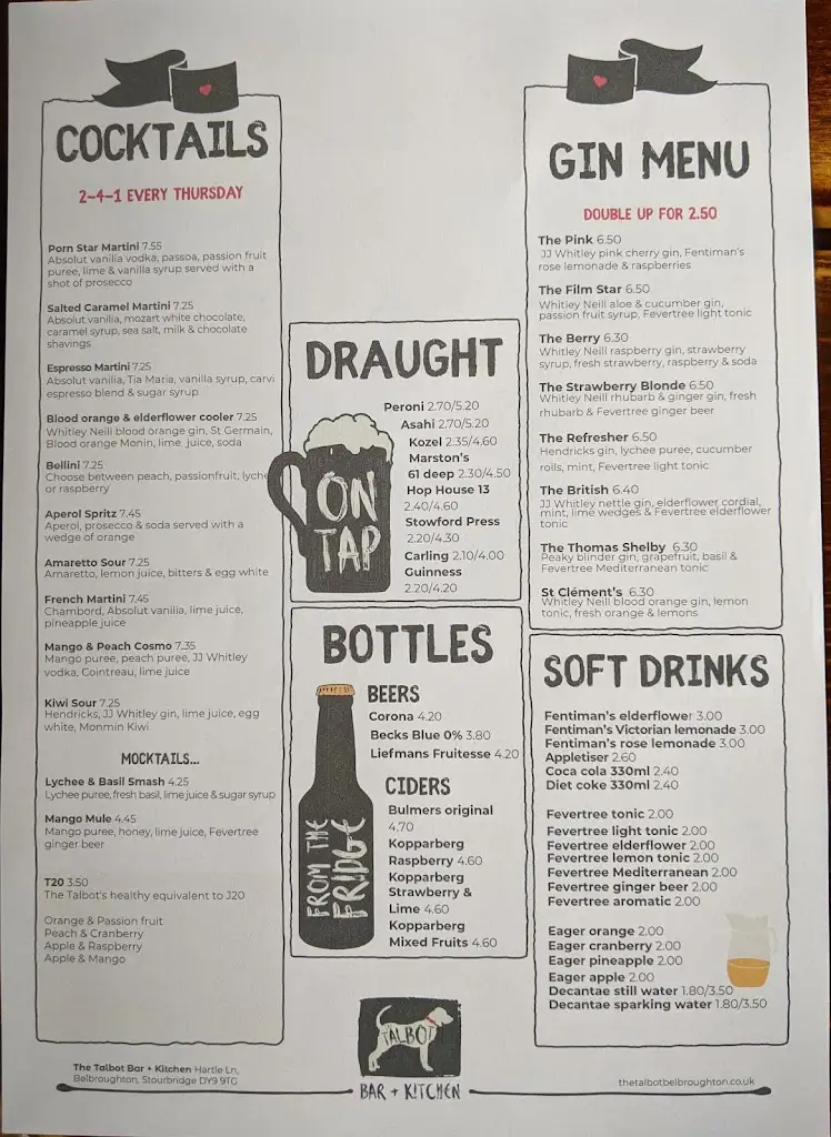 Menu_The Talbot at Belbroughton_Belbroughton_image_2