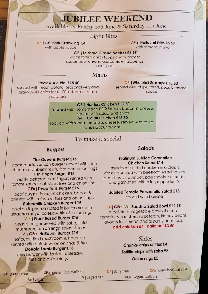 Menu_The Three Tuns, Cambridge_Swavesey_image_1