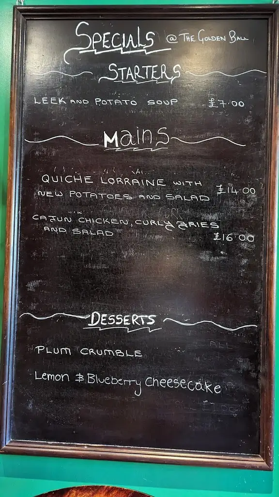 Menu_The Golden Ball_Swavesey_image_2