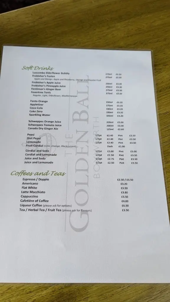 Menu_The Golden Ball_Swavesey_image_4