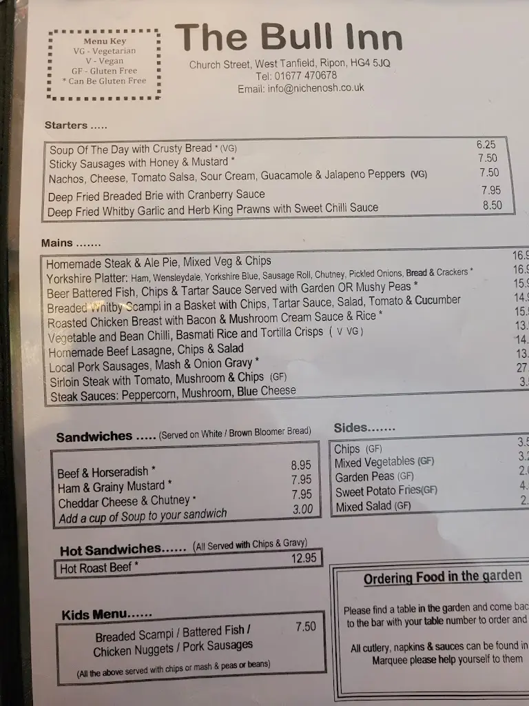 Menu_The Bull Inn_Tanfield_image_1