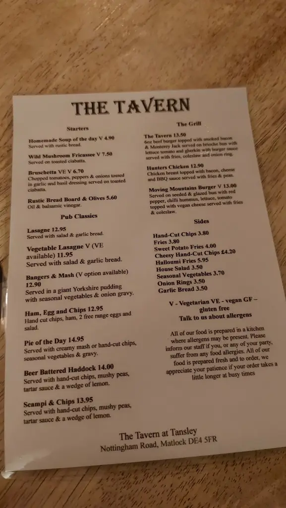 Menu_The Tavern_Tansley_image_2